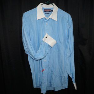 Vineyard Vines Shep & Ian Button Down Striped Blue White Shirt 17.5 35 Contrast